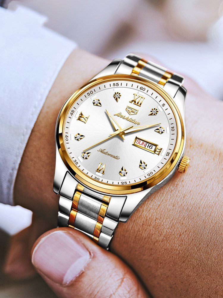 Simple Dual Calendar Waterproof Black Mechanical Watch