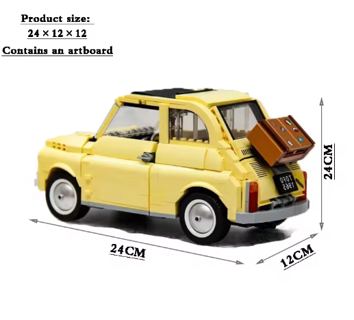 960PCS Technical Fiat 500 Building Blocks 10271 Classic Yellow Car Model Creator Assemble Vehicle Bricks Toys For Boys Kids Gift1