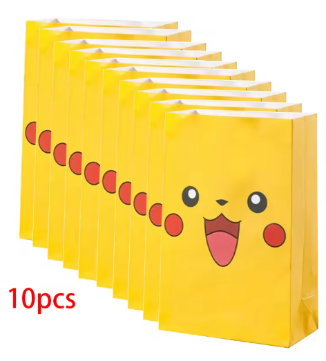 10pcs New Pikachu Pokemon Charmander Birthday Party Decor Candy Gift Bag Snack Paper Cartoon Gift Supplies
