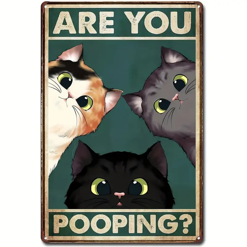 Funny Cat 'Are You Pooping?' Canvas Wall Art - Perfect for Home, Hotel Bathrooms & Restrooms