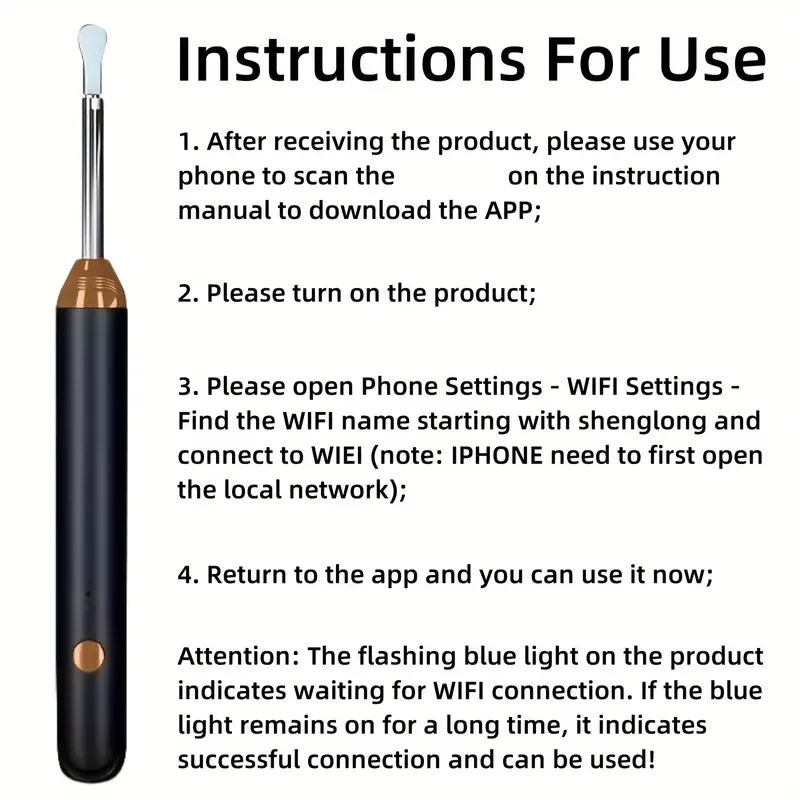 Ear Wax Removal Tool with Camera - 8-Piece Ear Cleaner Set