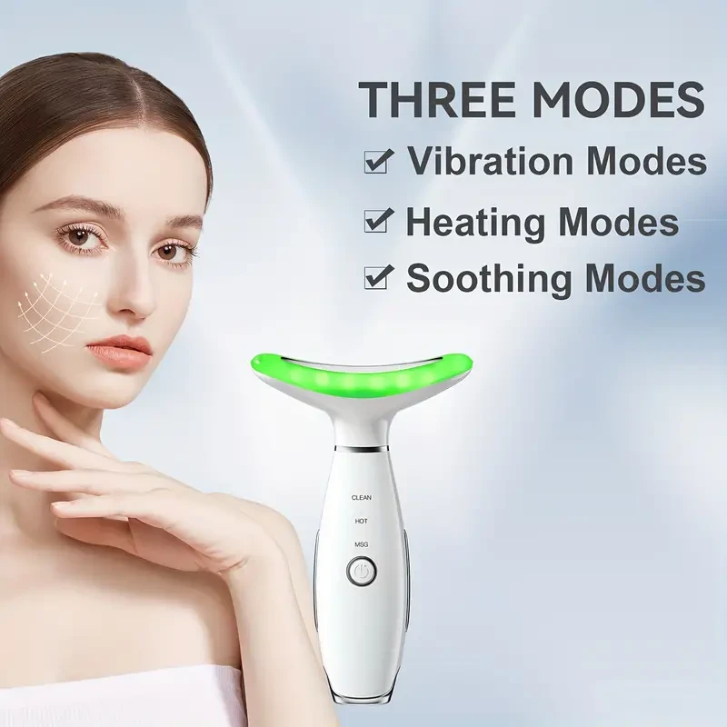 Rechargeable Facial & Neck Beauty Device - Vibration and Hot Compress