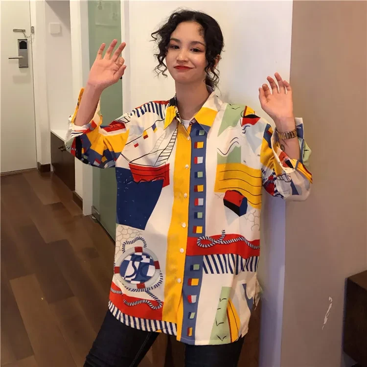 Colorful ocean wind abstract shirt