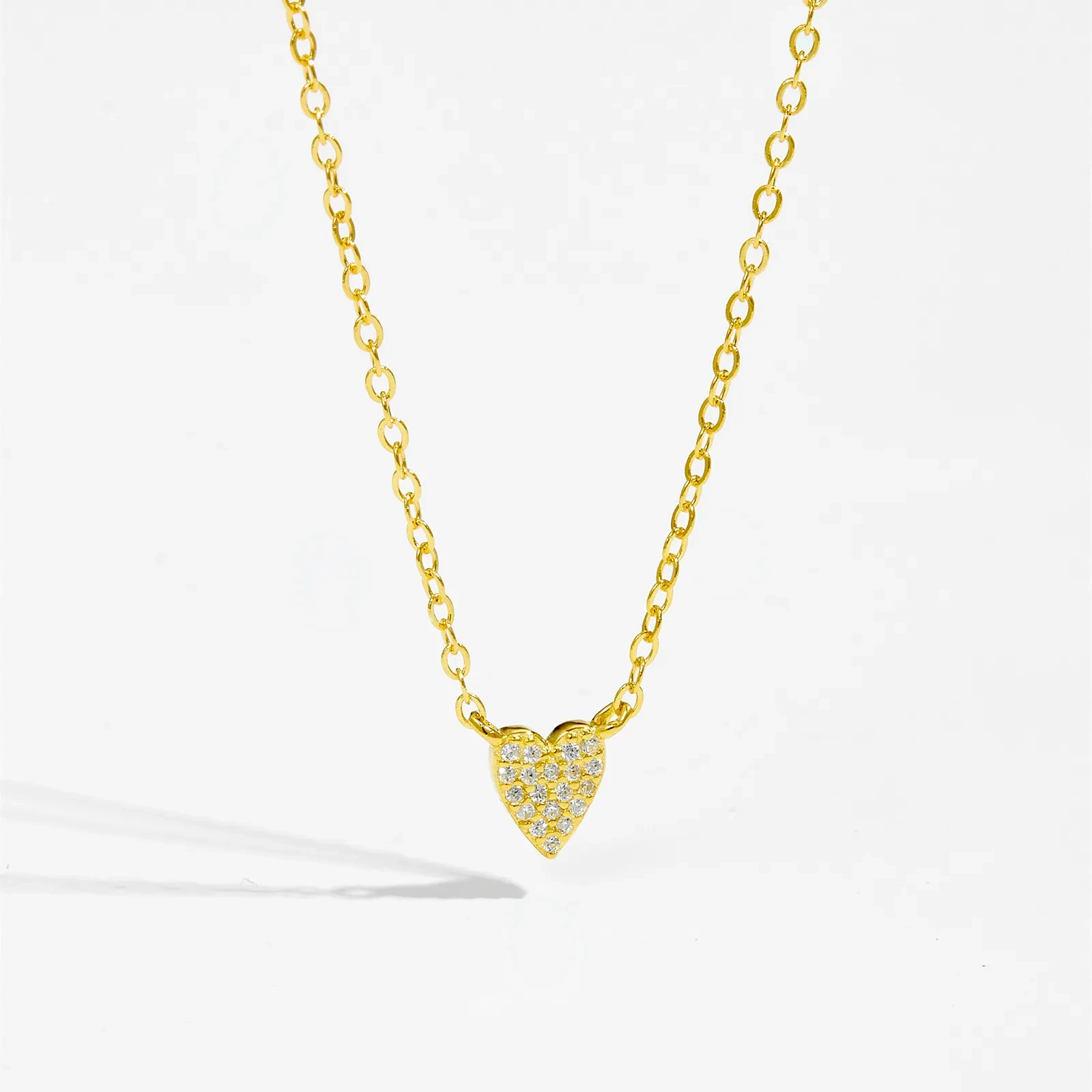 S925 Loving Heart In Sterling Silver Diamond Heart-shaped Pendant Necklace