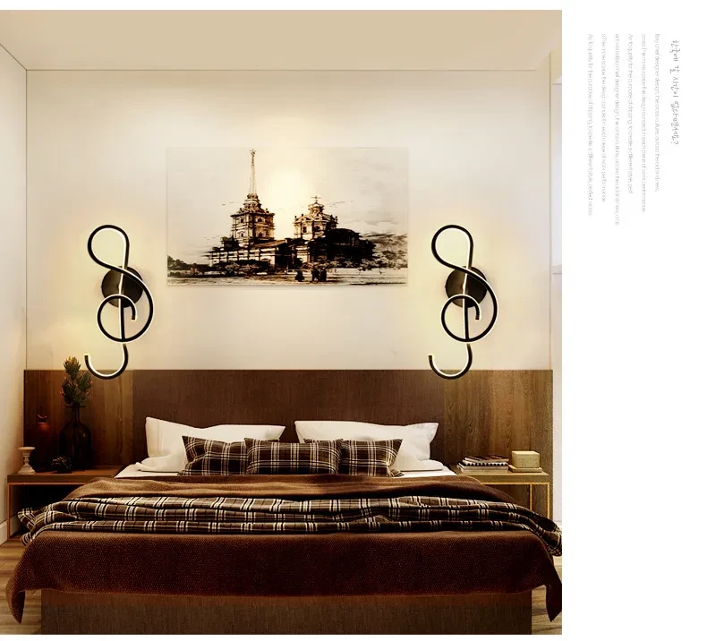 Simple And Creative Led Wall Lamp Musical Note Led Wall