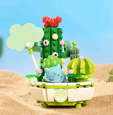 New Pokemon Building Block Pikachu Charmander Squirtle Model Toy Home Decoration Plant Potted Flower Brick Girl Toy Child Gift