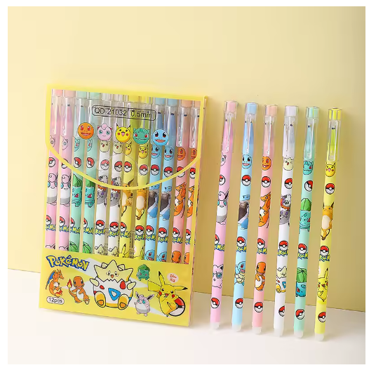 12pcs Pokemon Pikachu Pen Anime Cartoon Erasable Pencil Kids Pencil Kawaii Student School Stationery Children's Birthday Gift1
