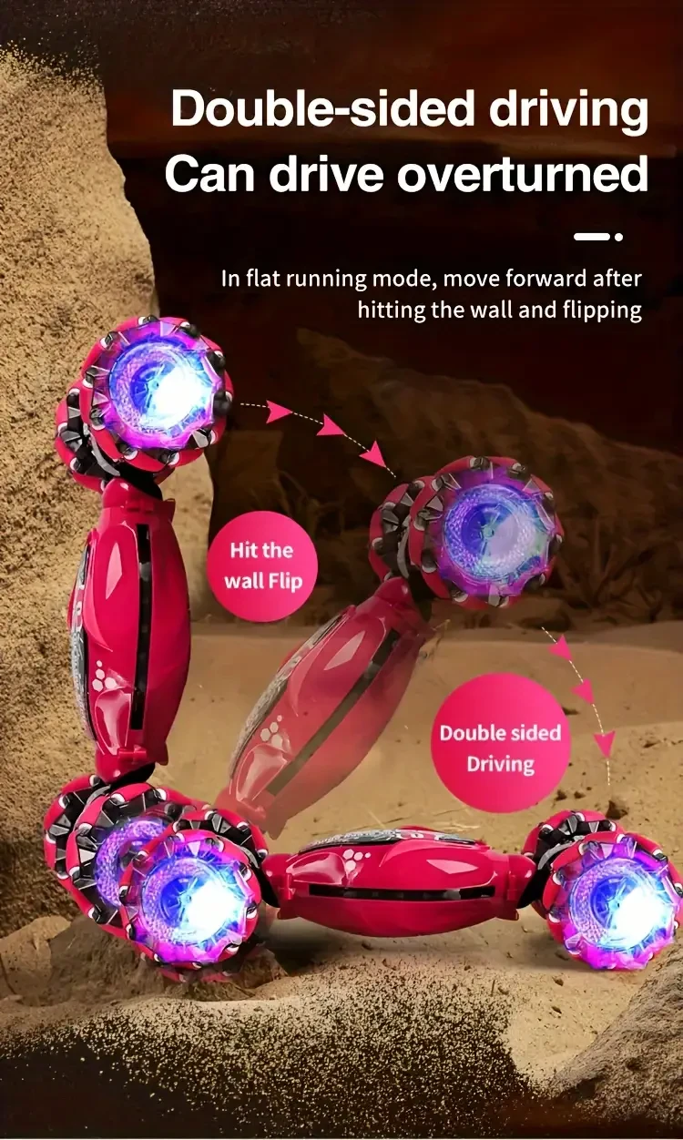TurboDrift 4WD Gesture Controlled RC Car  Dual-Side Rotating Off-Road Vehicle with LED Lights & Music