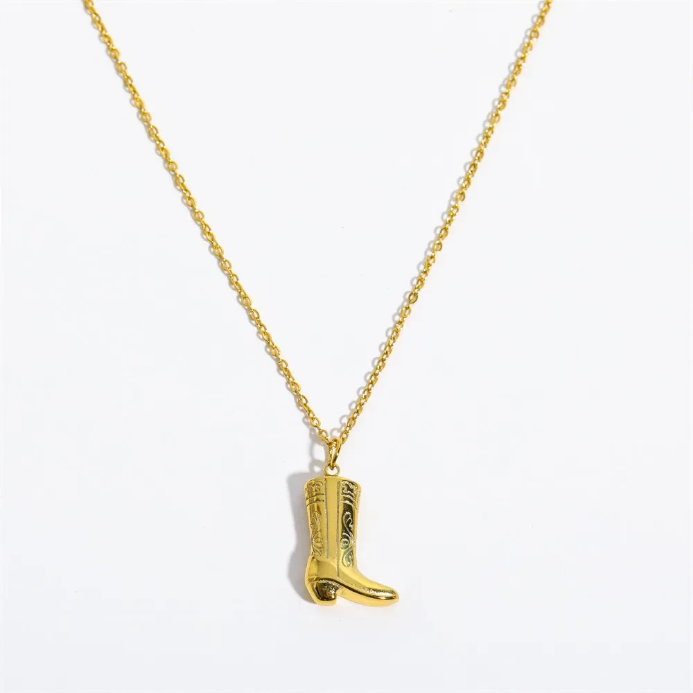 Stainless Steel Denim Boots Pendant Necklace