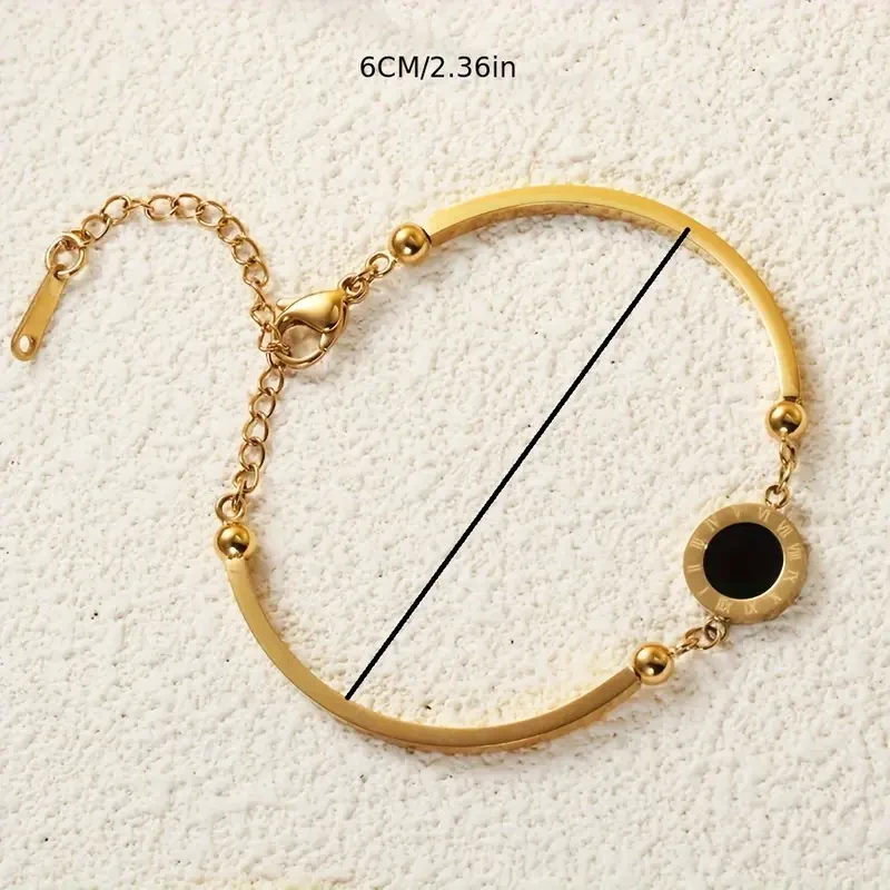 Fashion Classic Black Shell Bracelet  Gold-Plated Stainless Steel Womens Jewelry