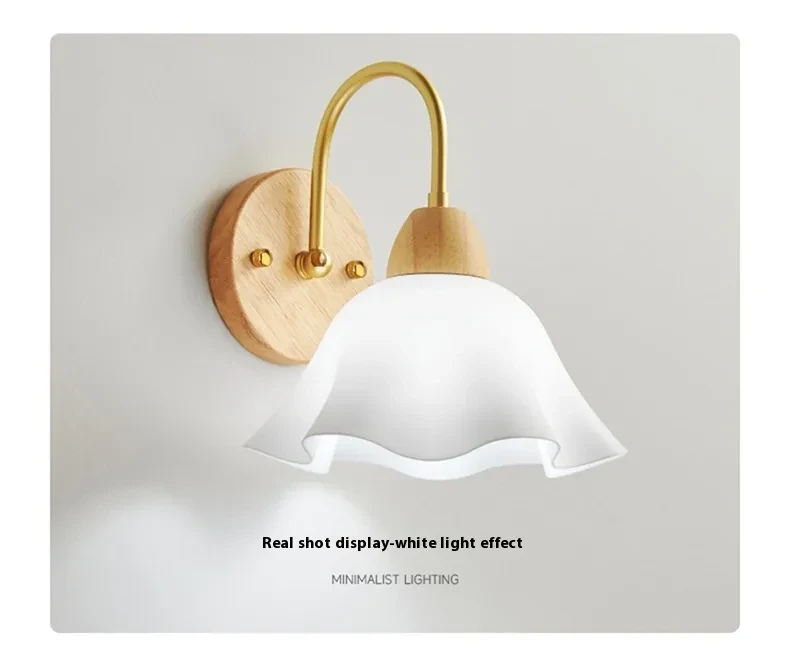 Bedroom Bedside Lamp Nordic Log Cream Style