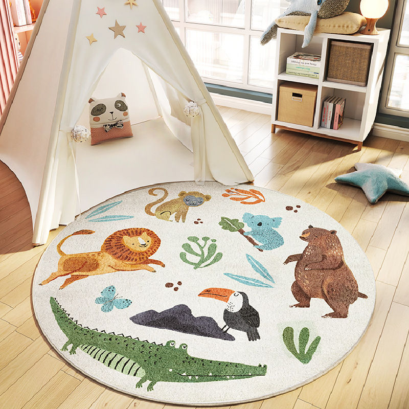 Children's Room Bedroom Round Carpet Cute Animal Cartoon