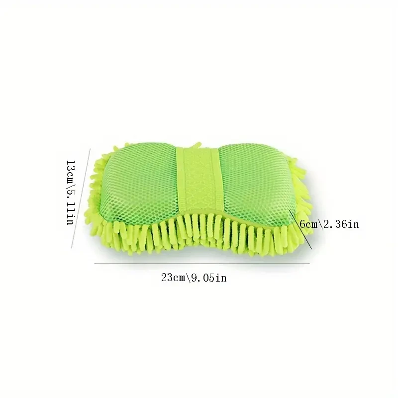 1pc Car Wash Mitt Chenille Microfiber Wash Sponge & Ultra-Absorbent Microfiber Waffle Drying Towel