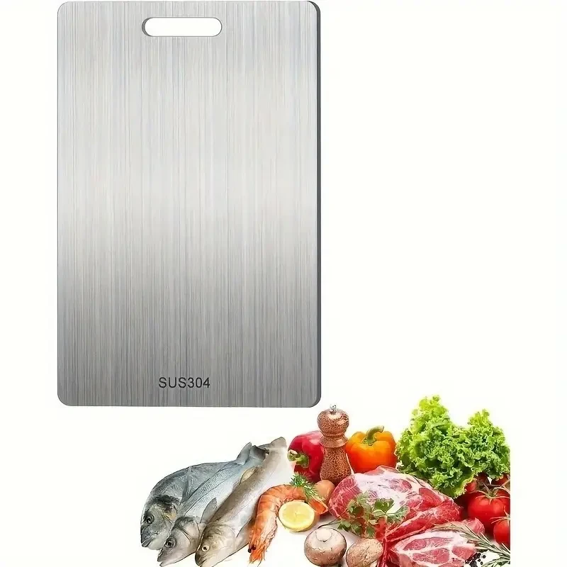 Premium Titanium-Grade 304 Stainless Steel Double-Sided Chopping Board