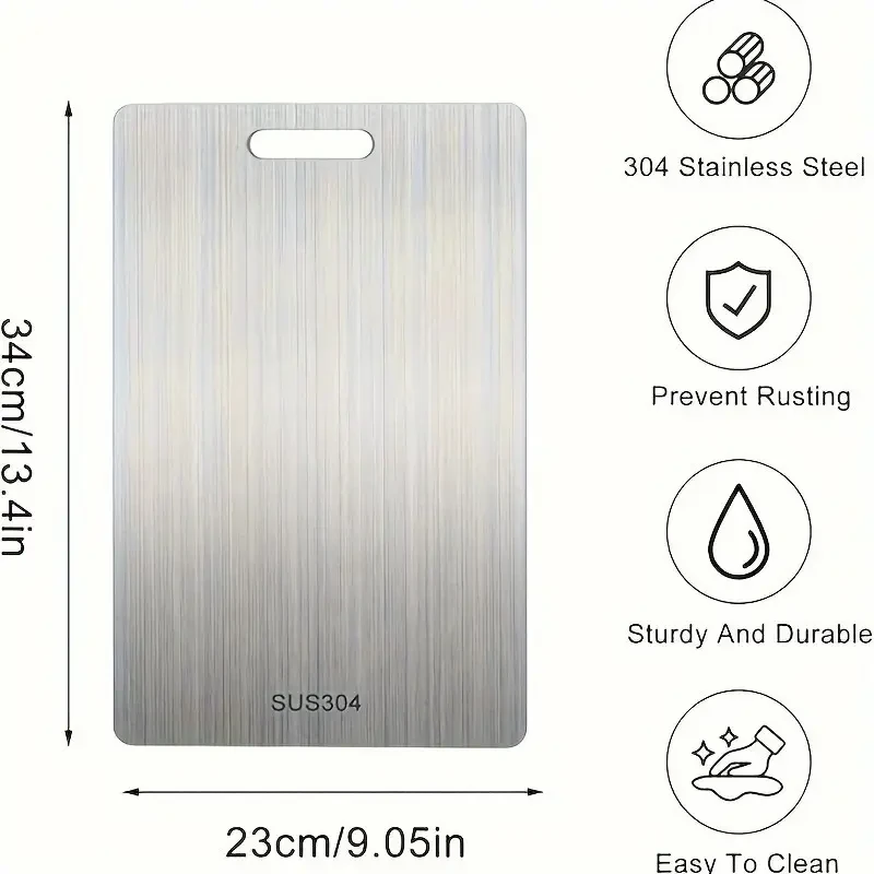 Premium Titanium-Grade 304 Stainless Steel Double-Sided Chopping Board