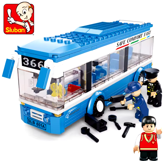 235Pcs City Single-decker Express Bus Car Model Building Blocks Set DIY Creation Bricks Brinquedos Educational Toys for Children