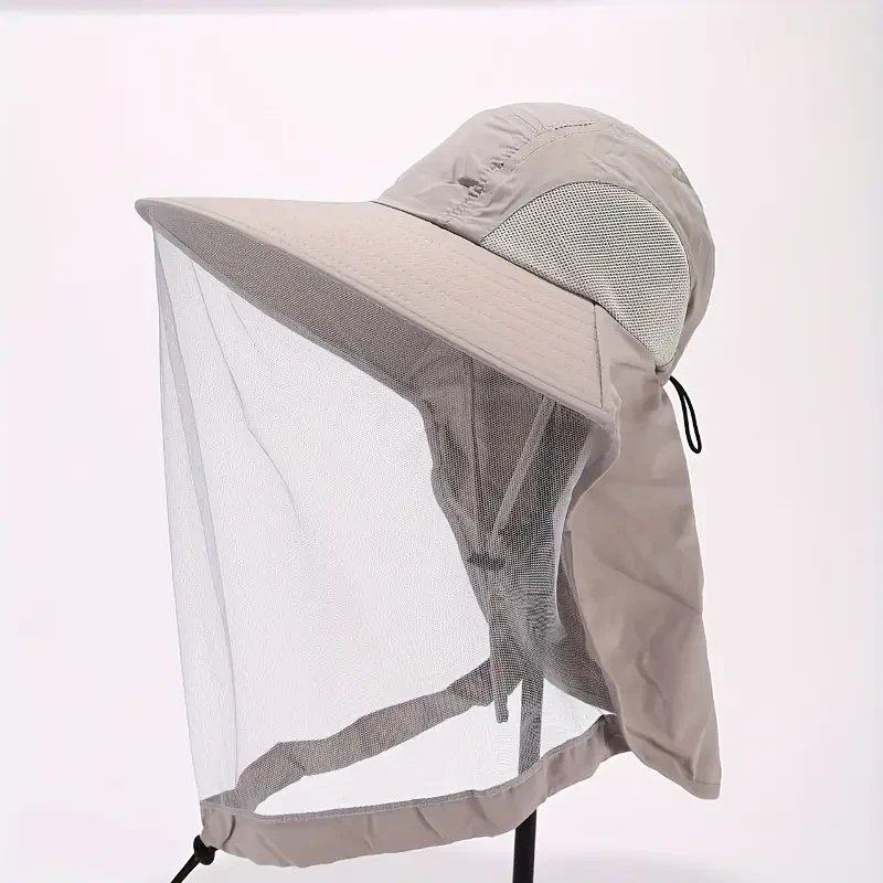 Men's Outdoor Mesh Hat, Fishing Hat With Face Cover, Sun Protection, Breathable Mesh Mask, Night Fishing Hat