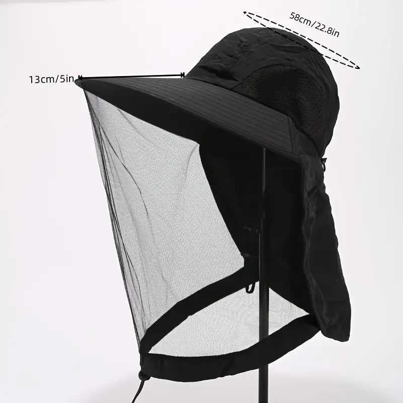 Men's Outdoor Mesh Hat, Fishing Hat With Face Cover, Sun Protection, Breathable Mesh Mask, Night Fishing Hat