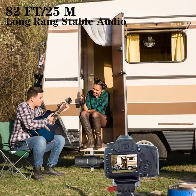 Wireless Tie Clip Microphone - Dual Windproof Sleeves and Multiple Plugs