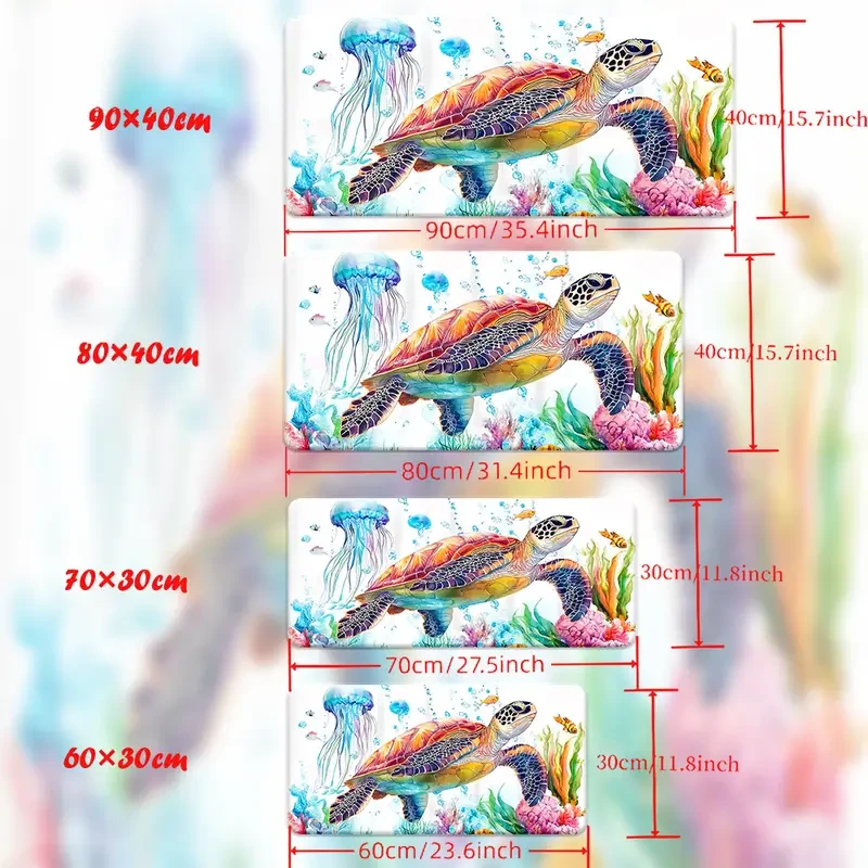 Large Vibrant Sea Turtle & Zebra Pattern Gaming Mouse Pad - Soft Rubber