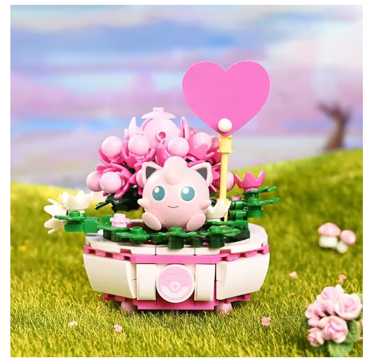 New Pokemon Building Block Pikachu Charmander Squirtle Model Home Decoration Plant Potted Flower Brick Toy For Kids Holiday Gift