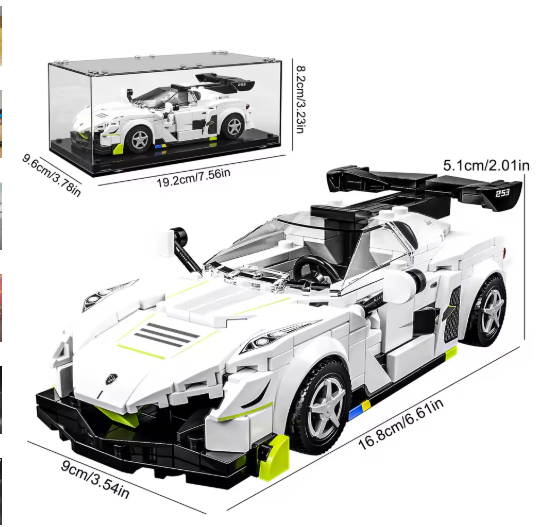313PCS Building Blocks Sports Car Toy Model Educational Toys Compatible Others Bricks Sets With Transparent Display Box Gifts