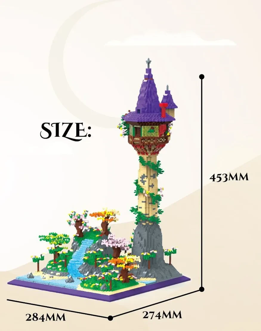 Assembled Micro Drill Small Particles Dream Tower Castle Building Model