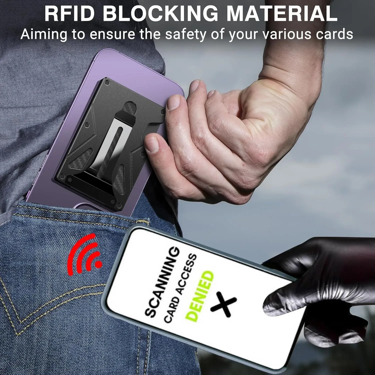 Tracker RFID Anti-theft Swiping Metal Wallet