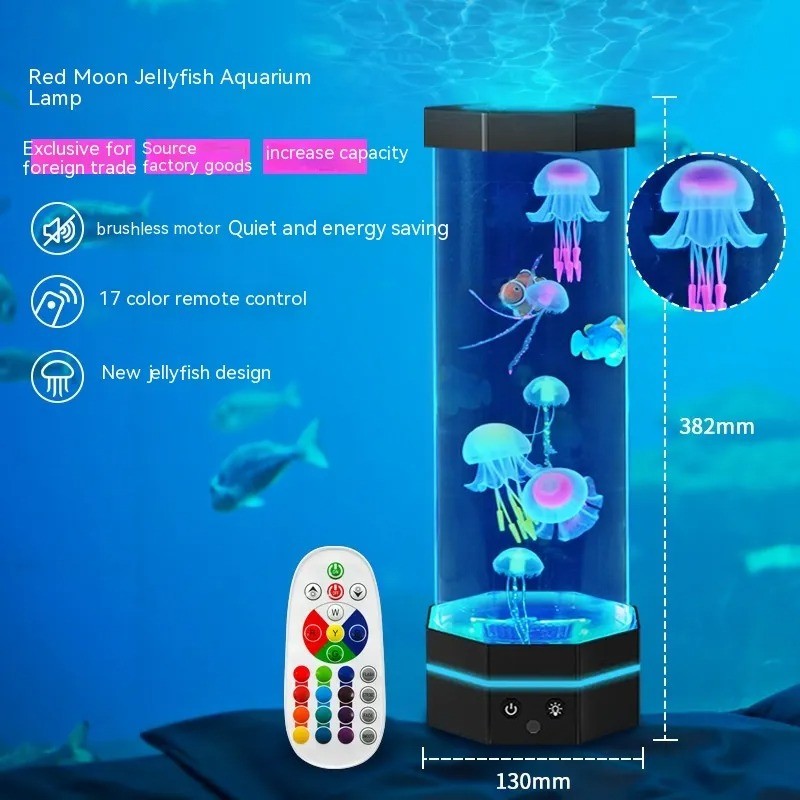 17-Color Changing Jellyfish Lava Lamp - 15-inch with Remote Control