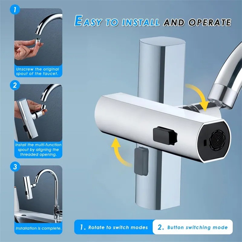 Universal Rotating Waterfall Kitchen Faucet Bubbler
