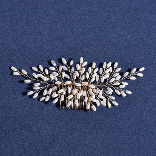 Bridal Wedding Headdress Wheat Pearl Handmade Comb