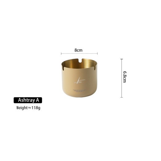 Light Luxury Khaki Brown Stainless Steel Ash Tray