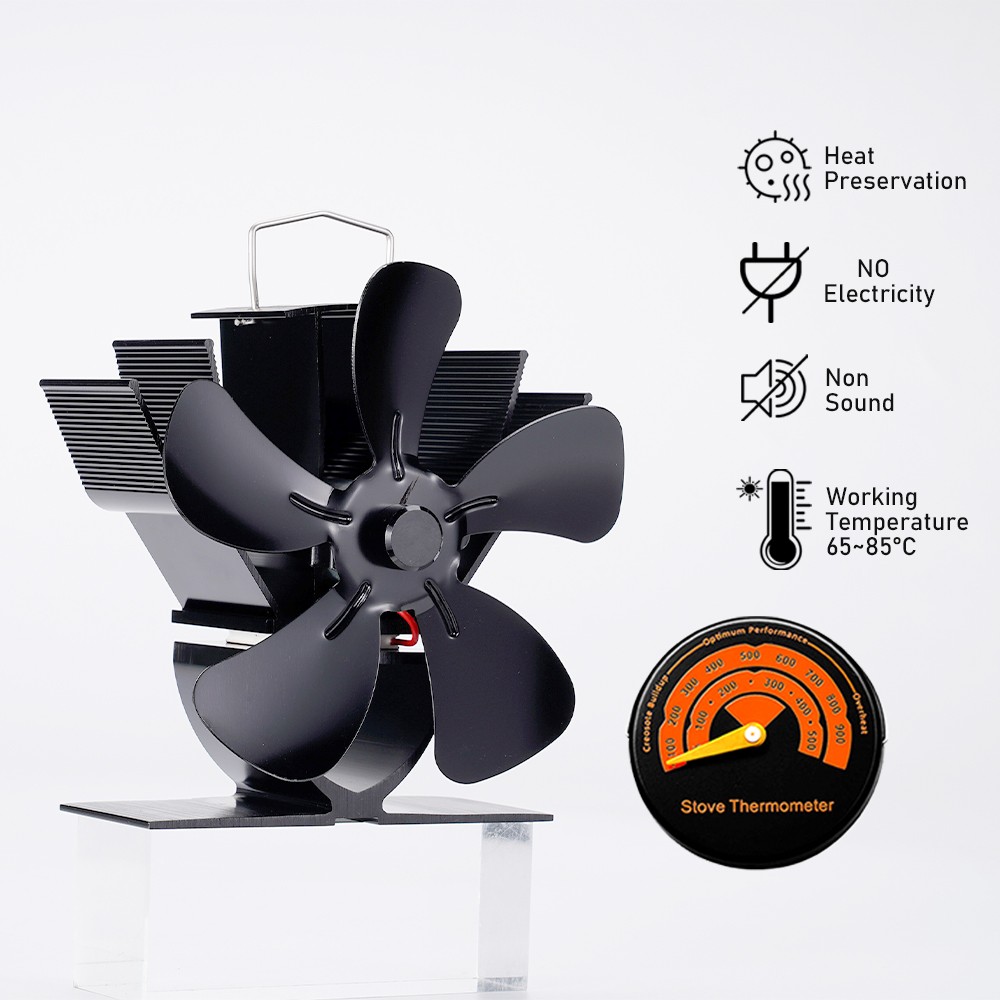 Mini Stove Fan - Heat-Powered 5-Blade Eco-Fan for Fireplace and Log Wood Burners