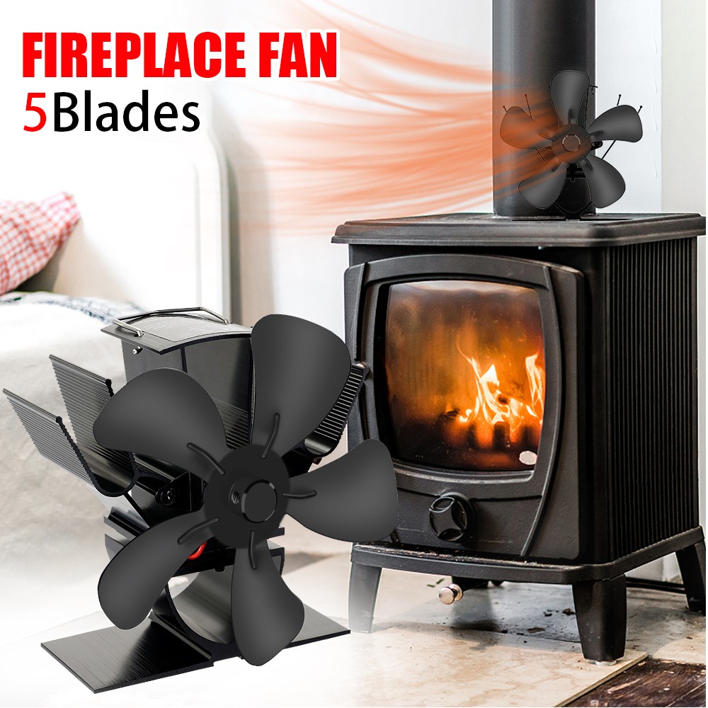 Mini Stove Fan - Heat-Powered 5-Blade Eco-Fan for Fireplace and Log Wood Burners