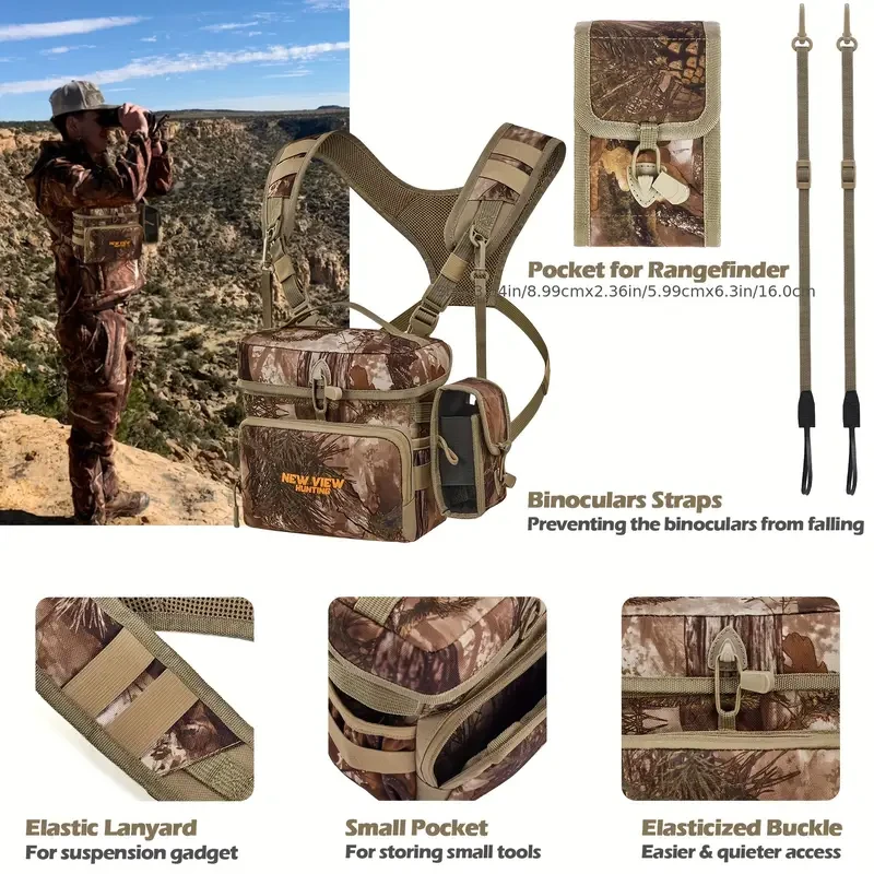 Camo Hunting Chest Pack with Binocular Harness, Rangefinder Pocket & Patented Camouflage Pattern