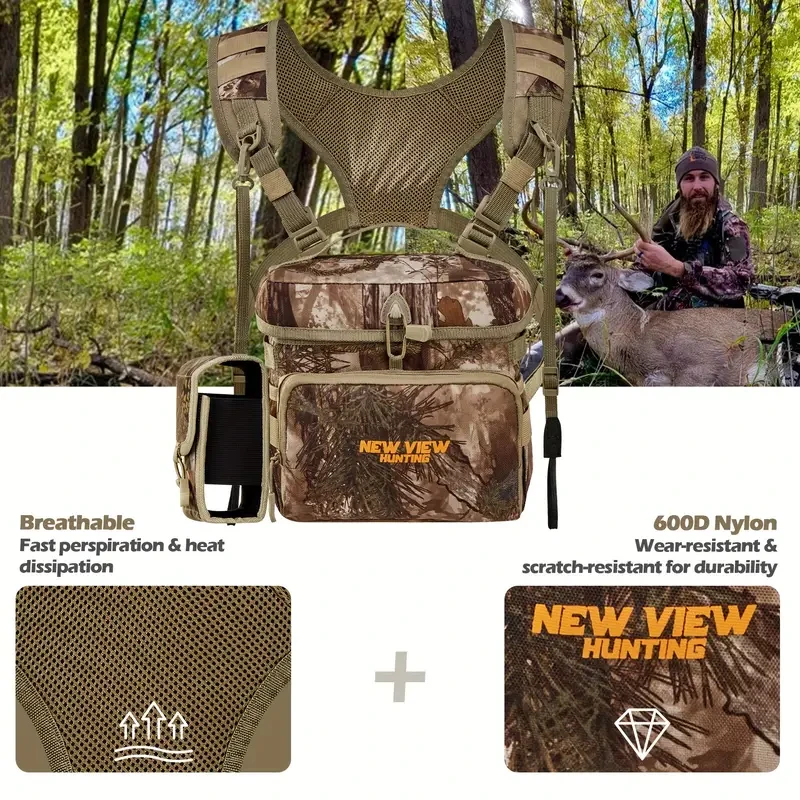 Camo Hunting Chest Pack with Binocular Harness, Rangefinder Pocket & Patented Camouflage Pattern
