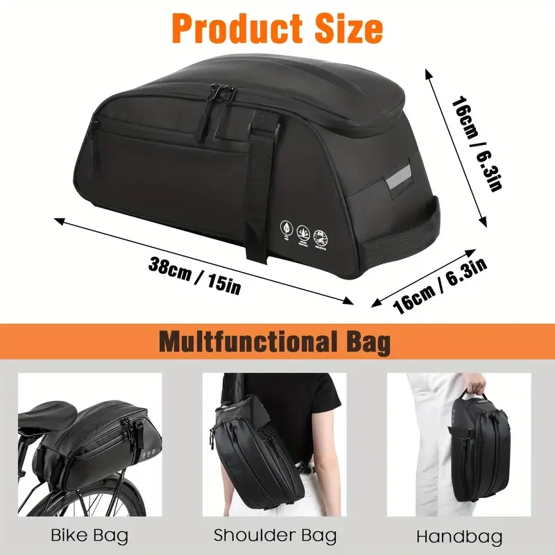 8L Superfine Fabric Reflective Rear Rack Bag