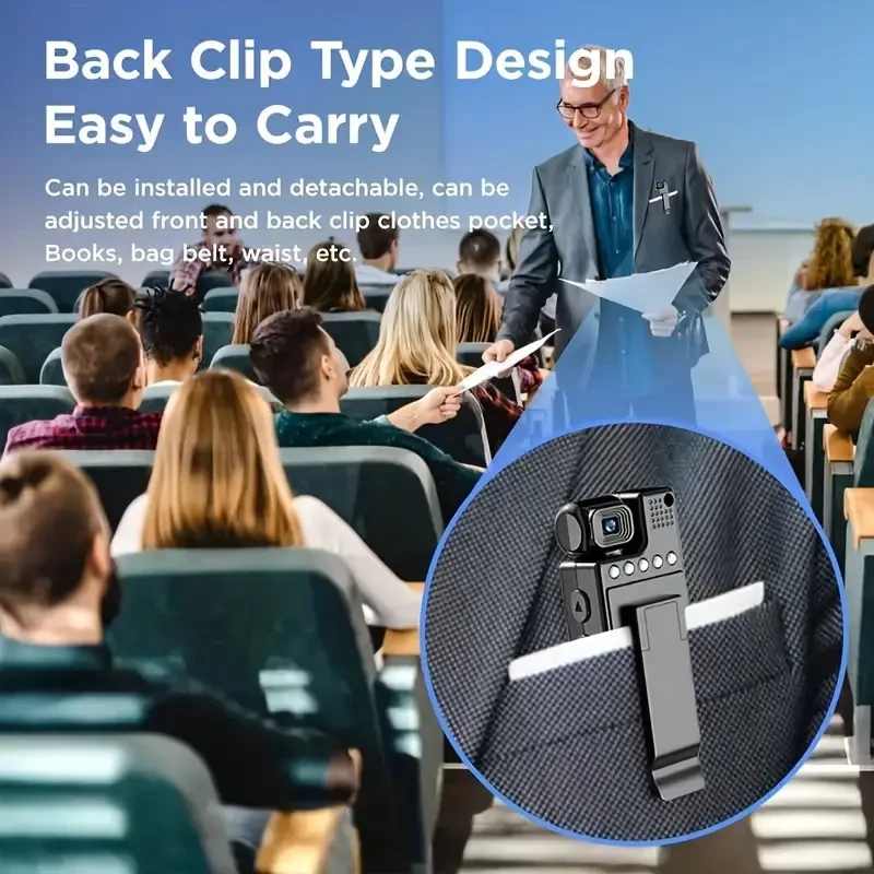 L9 1080P Compact Wearable Camera - Portable Pocket Recorder with 180 Rotatable Lens