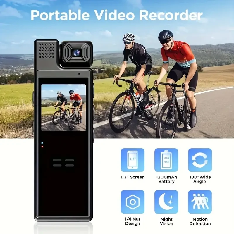L9 1080P Compact Wearable Camera - Portable Pocket Recorder with 180 Rotatable Lens