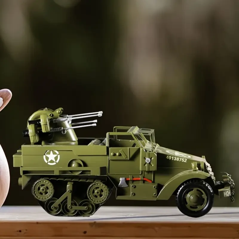 Vintage Military Armored Vehicle Diecast Model Kit, Handcrafted Iron Collectible