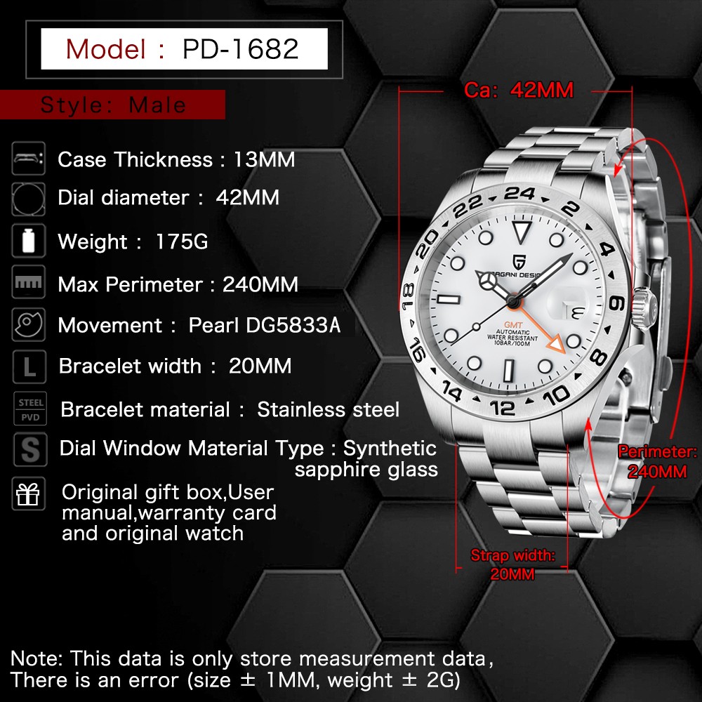 PAGANI Design Men's Automatic Mechanical GMT Watch