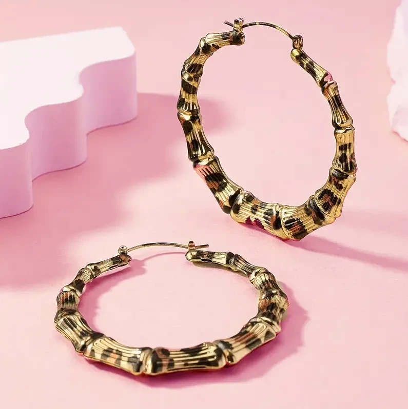 New Fashion Leopard Print Round Hoop Earrings For Women Jewelry Punk Metal Zebra Cow Big Circle Earring Female Party Gifts