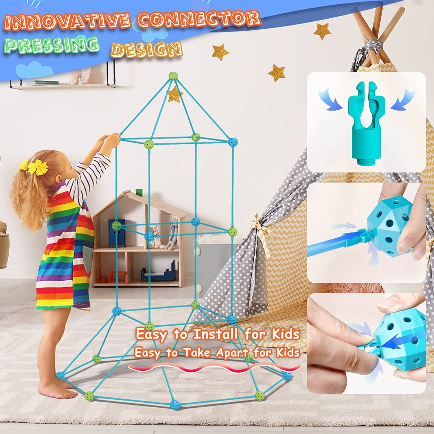 Children's DIY Building Castle Beading Tent Toy  STEM Large Building Blocks Game House