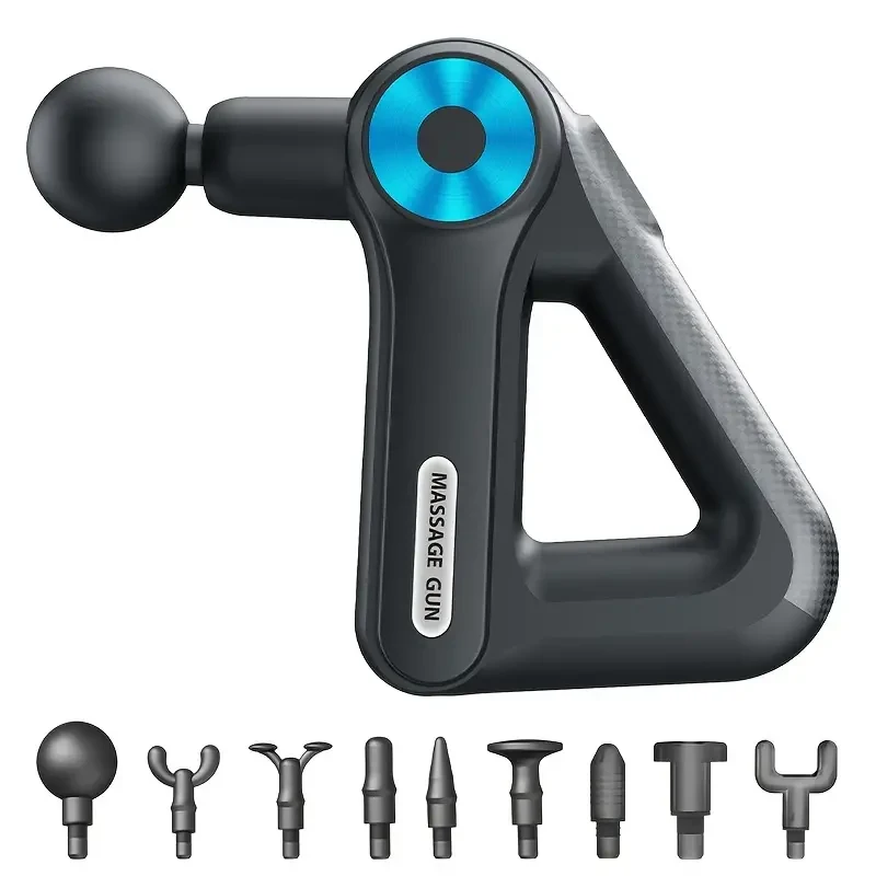 Rechargeable Fascia Massage Gun, with 9 Intensity Levels, 9 Massage Heads, USB Charging, 1500mAh Lithium Battery, for Whole Body, Neck, Back, Waist, Buttocks, Quadriceps, Hamstrings, Calves, Arms
