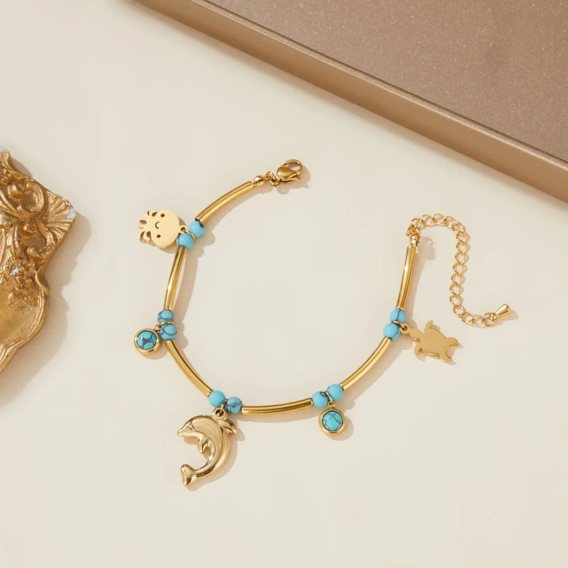 Fashion Ocean Tropical Turquoise Stainless Steel Bracelet