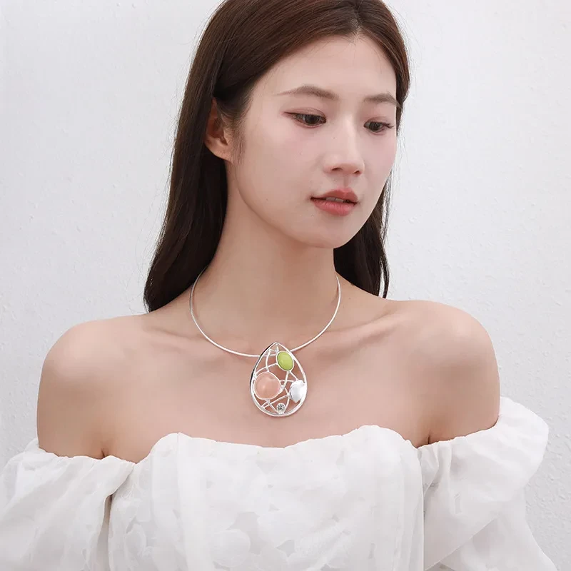 Niche Water Drop Geometry Pendant Design Clavicle Chain