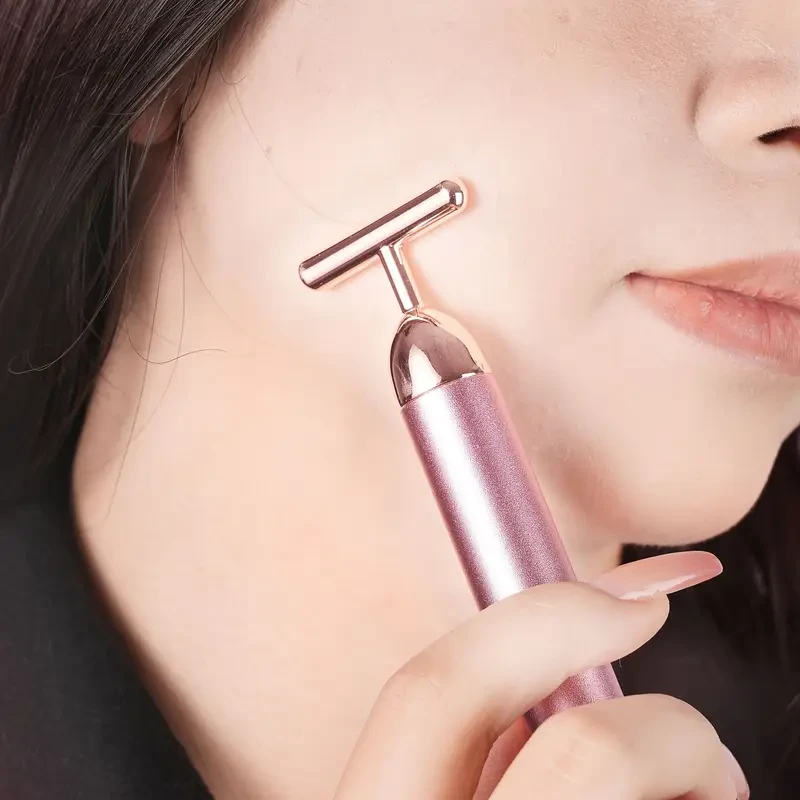 Electric T-shaped Beauty Roller For Face Lifting And Massaging