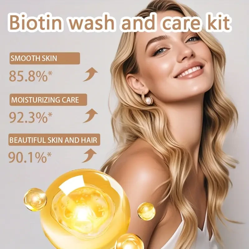 The Best-Selling Biotin Shampoo And Conditioner Combination Set in Autumn And Winter Has Mild Ingredients, Fine Foam Is Easy to Rinse, Gentle Cleansing, Deep Moisturizing, High Moisturizing Effect, Making Hair Softer And More Shiny