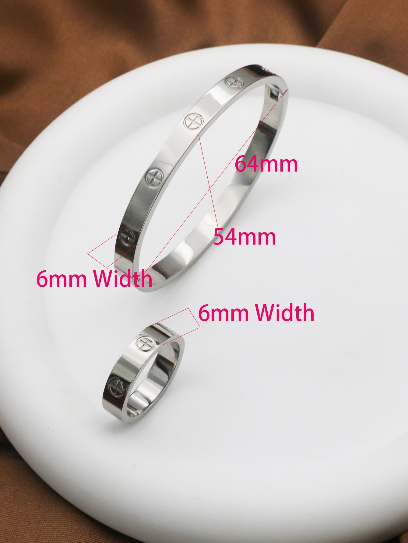 6mm Width Fashion Design Couple Bracelets & Bangles Set for Women Men