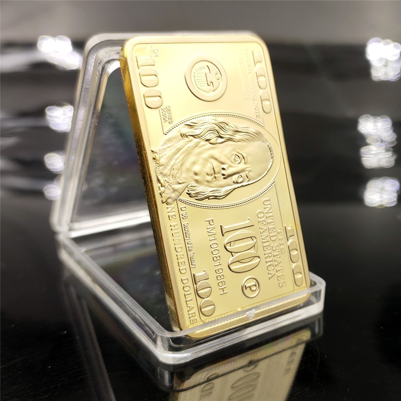 USA 100 Dollar Bullion 24k Gold Bar American Metal Coin Golden Bars USD With Capsule Souvenir Gifts